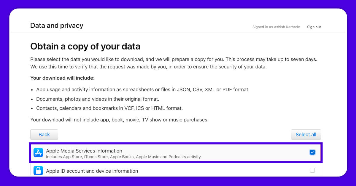 Obtain A Copy Of Your Data